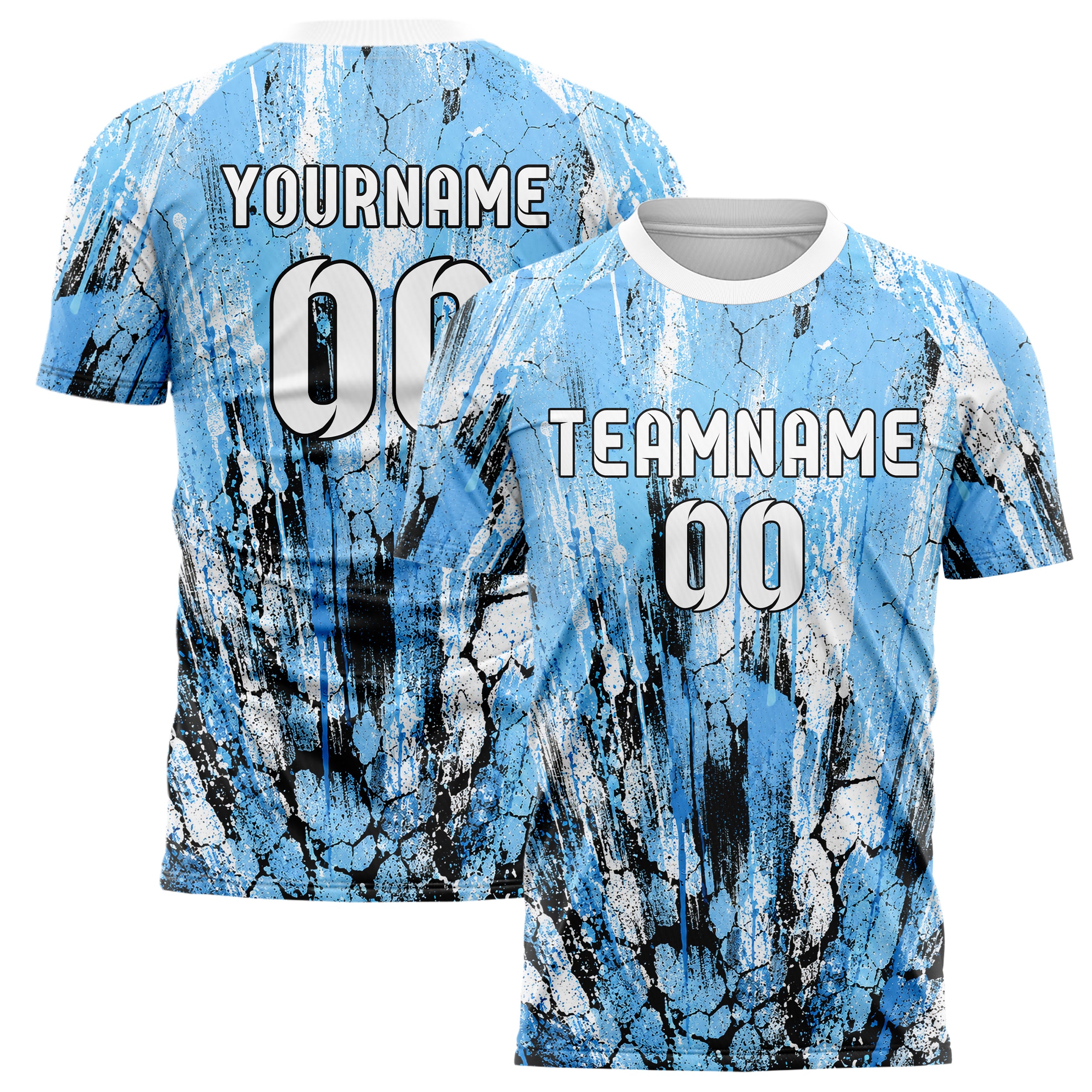 Puderblau lebendiges Graffiti Cracked Texture Design 03-0162 individuelles Fußballtrikot main
