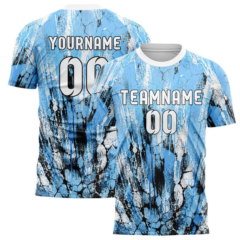 Puderblau lebendiges Graffiti Cracked Texture Design 03-0162 individuelles Fußballtrikot main