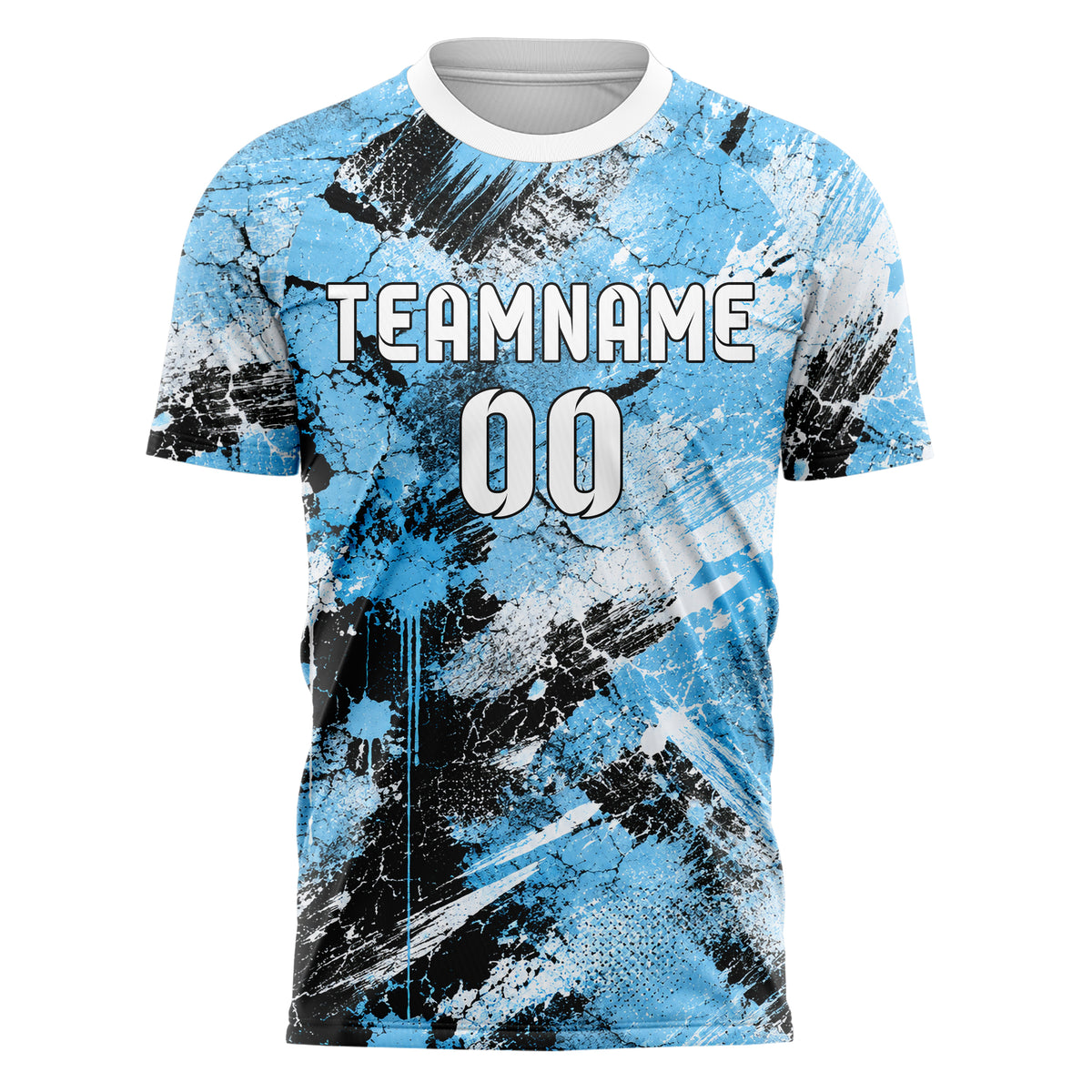 Puderblau lebendiges Graffiti Cracked Texture Design 03-0330 individuelles Fußballtrikot front