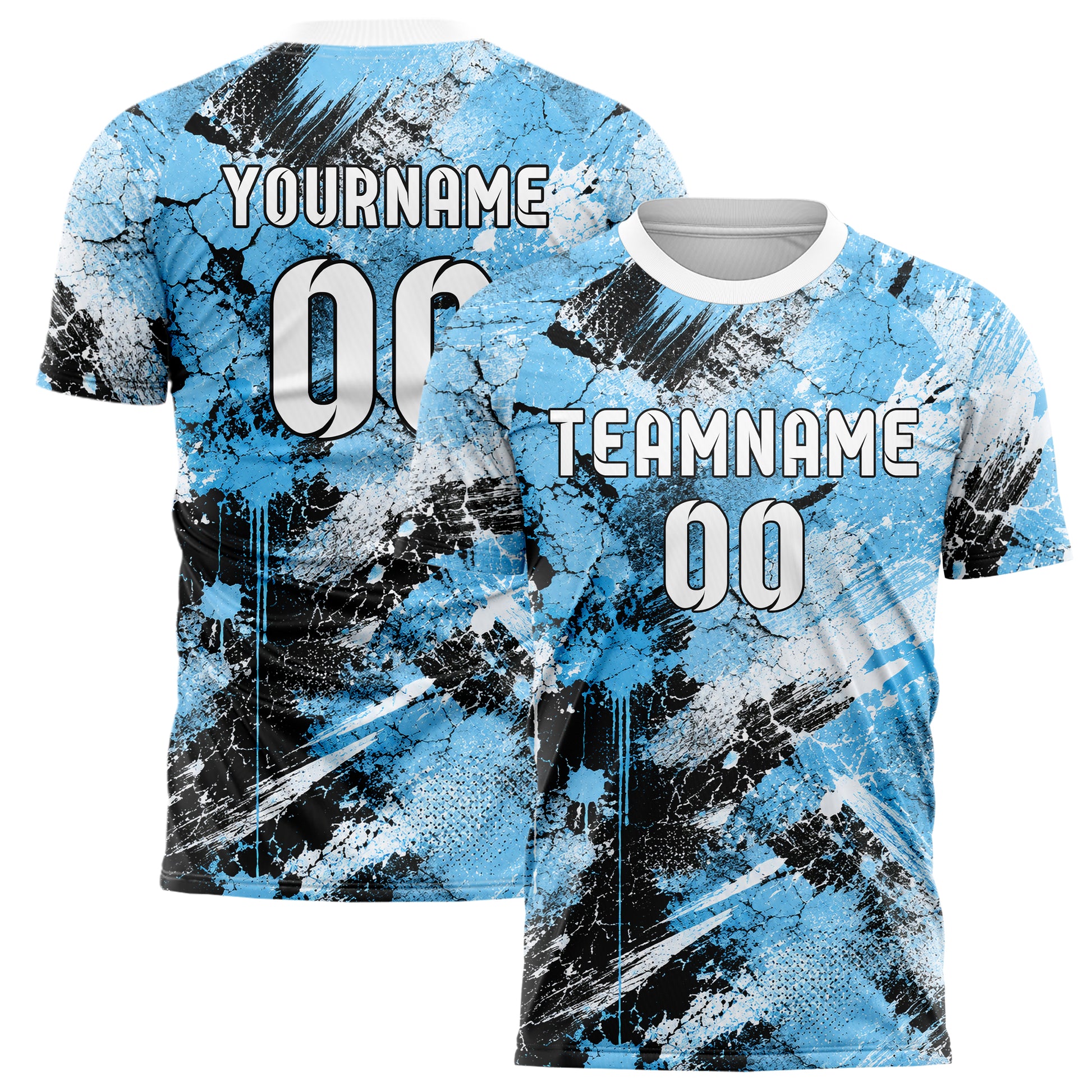 Puderblau lebendiges Graffiti Cracked Texture Design 03-0330 individuelles Fußballtrikot main
