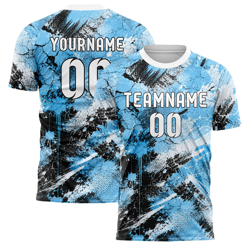 Puderblau lebendiges Graffiti Cracked Texture Design 03-0330 individuelles Fußballtrikot main