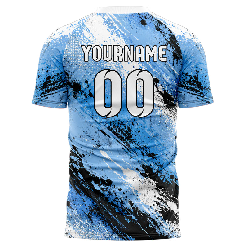Puderblau lebendiges Graffiti diagonal Paint Flow Design 03-0243 individuelles Fußballtrikot back