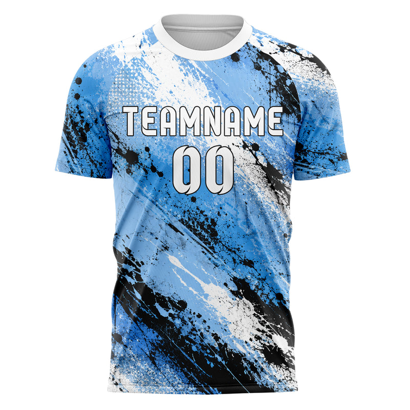 Puderblau lebendiges Graffiti diagonal Paint Flow Design 03-0243 individuelles Fußballtrikot front