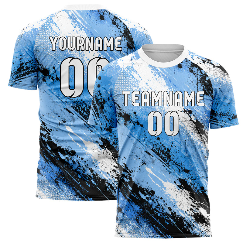 Puderblau lebendiges Graffiti diagonal Paint Flow Design 03-0243 individuelles Fußballtrikot main