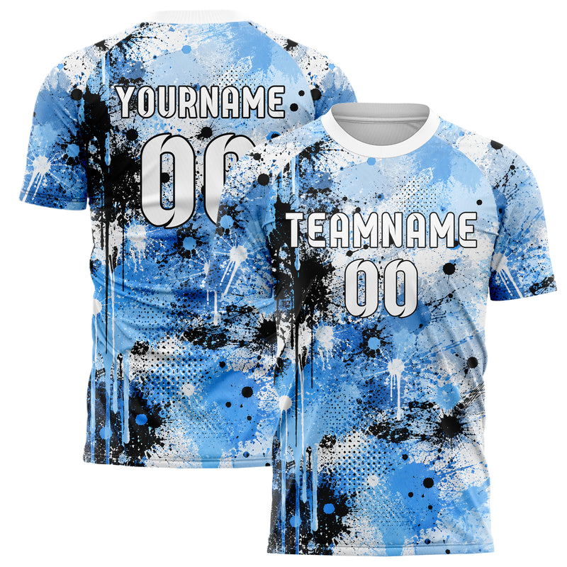 Puderblau lebendiges Graffiti Drip Paint Design 03-0084 individuelles Fußballtrikot main