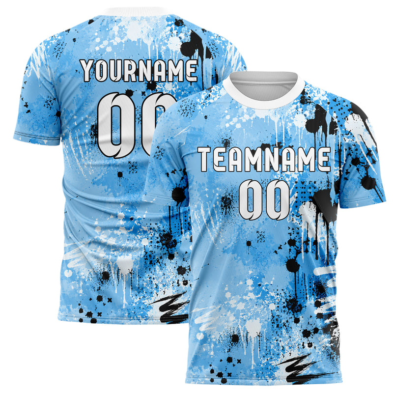 Puderblau lebendiges Graffiti Drip Paint Design 03-0156 individuelles Fußballtrikot main