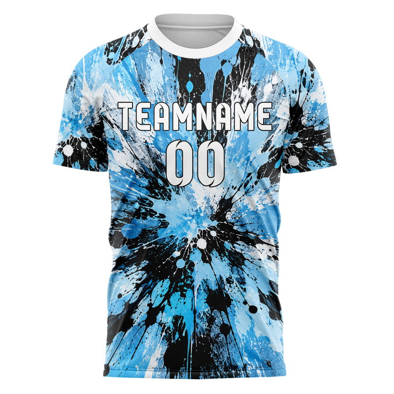 Puderblau lebendiges Graffiti Ink Splash Design 03-0213 individuelles Fußballtrikot front