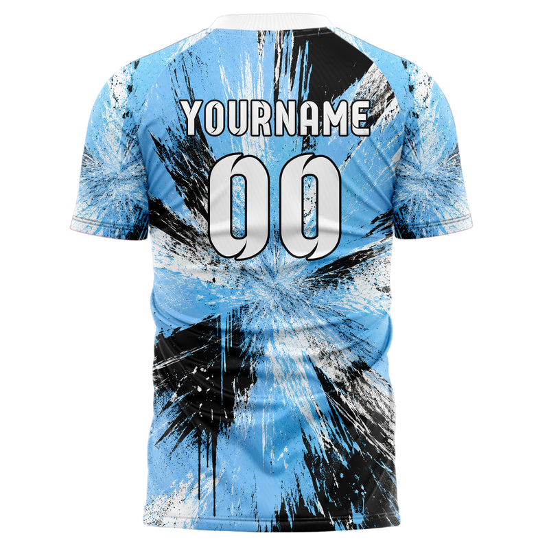 Puderblau lebendiges Graffiti Scratch Marks Design 03-0126 individuelles Fußballtrikot back