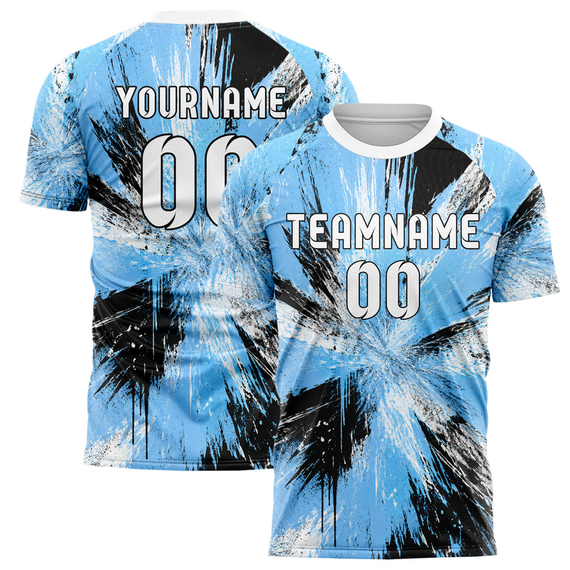 Puderblau lebendiges Graffiti Scratch Marks Design 03-0126 individuelles Fußballtrikot main
