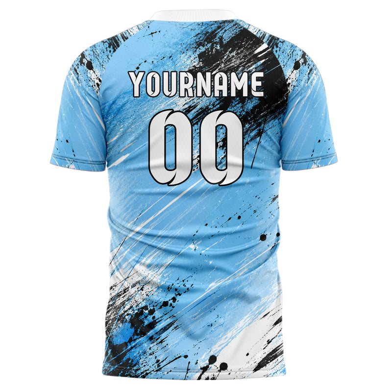 Puderblau lebendiges Graffiti Scratch Marks Design 03-0174 individuelles Fußballtrikot back