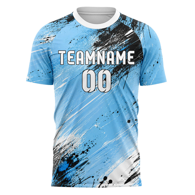 Puderblau lebendiges Graffiti Scratch Marks Design 03-0174 individuelles Fußballtrikot front