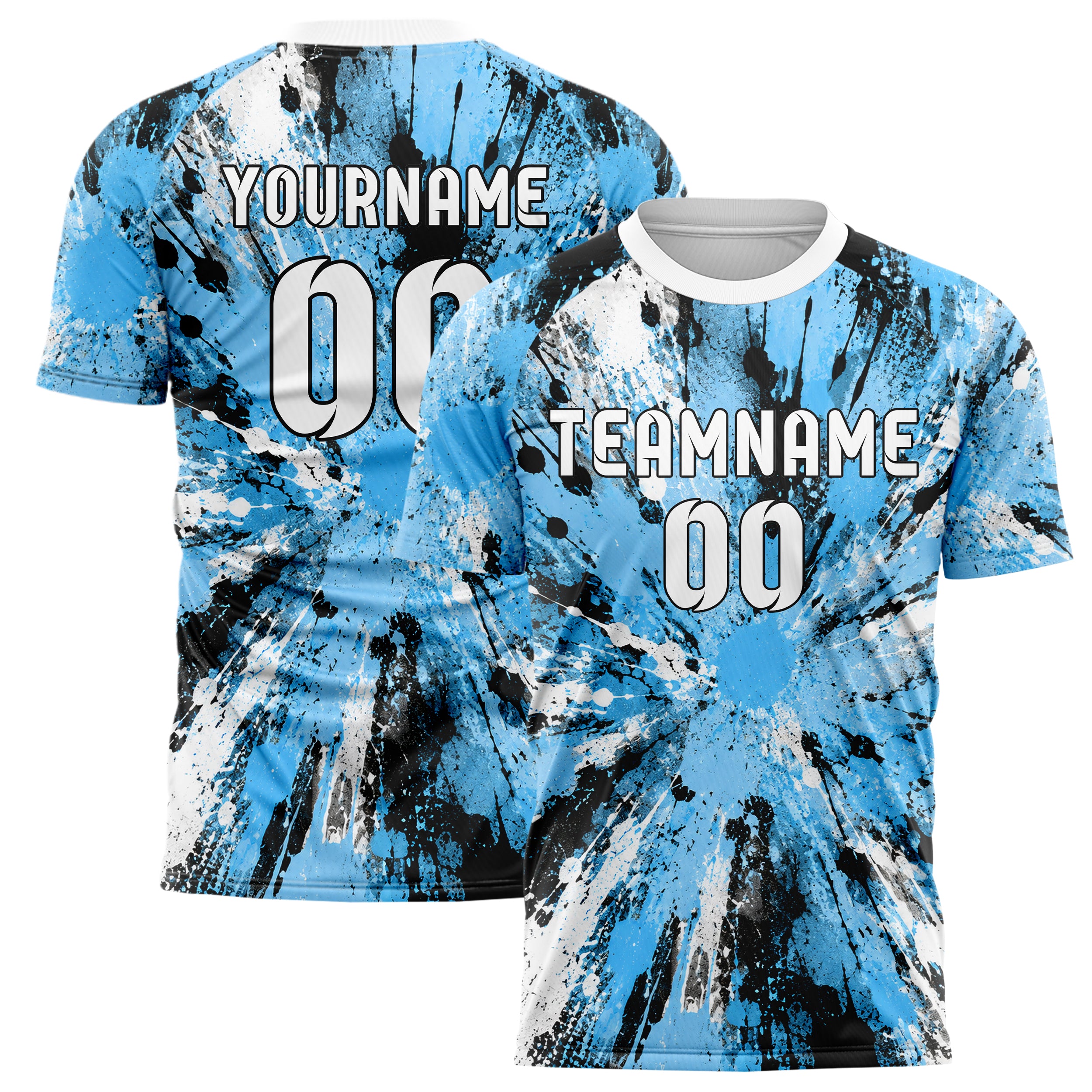Puderblau lebendiges Graffiti Spray Splatter Design 03-0360 individuelles Fußballtrikot main