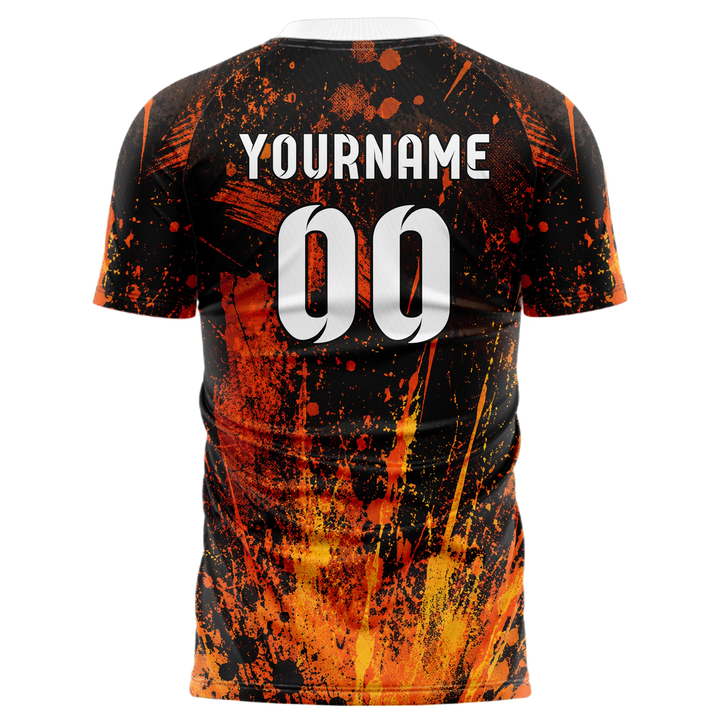 Schwarz dunkles Graffiti Center Burst Splatter Design 03-0023 individuelles Fußballtrikot back