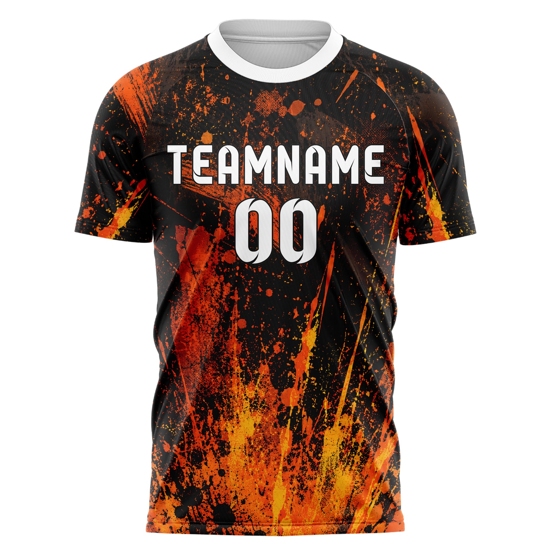 Schwarz dunkles Graffiti Center Burst Splatter Design 03-0023 individuelles Fußballtrikot front