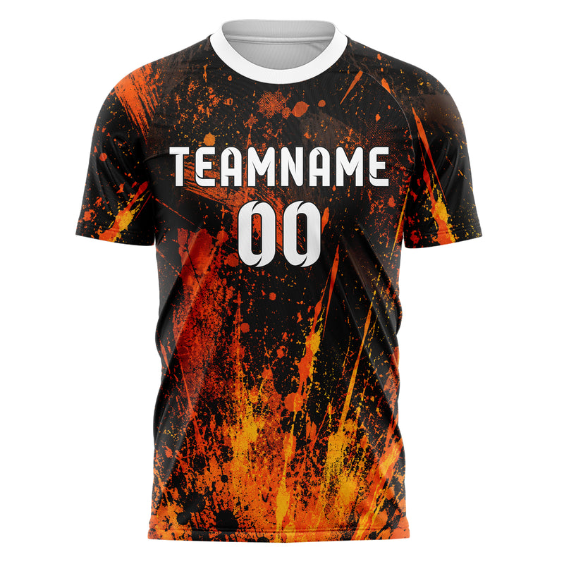 Schwarz dunkles Graffiti Center Burst Splatter Design 03-0023 individuelles Fußballtrikot front