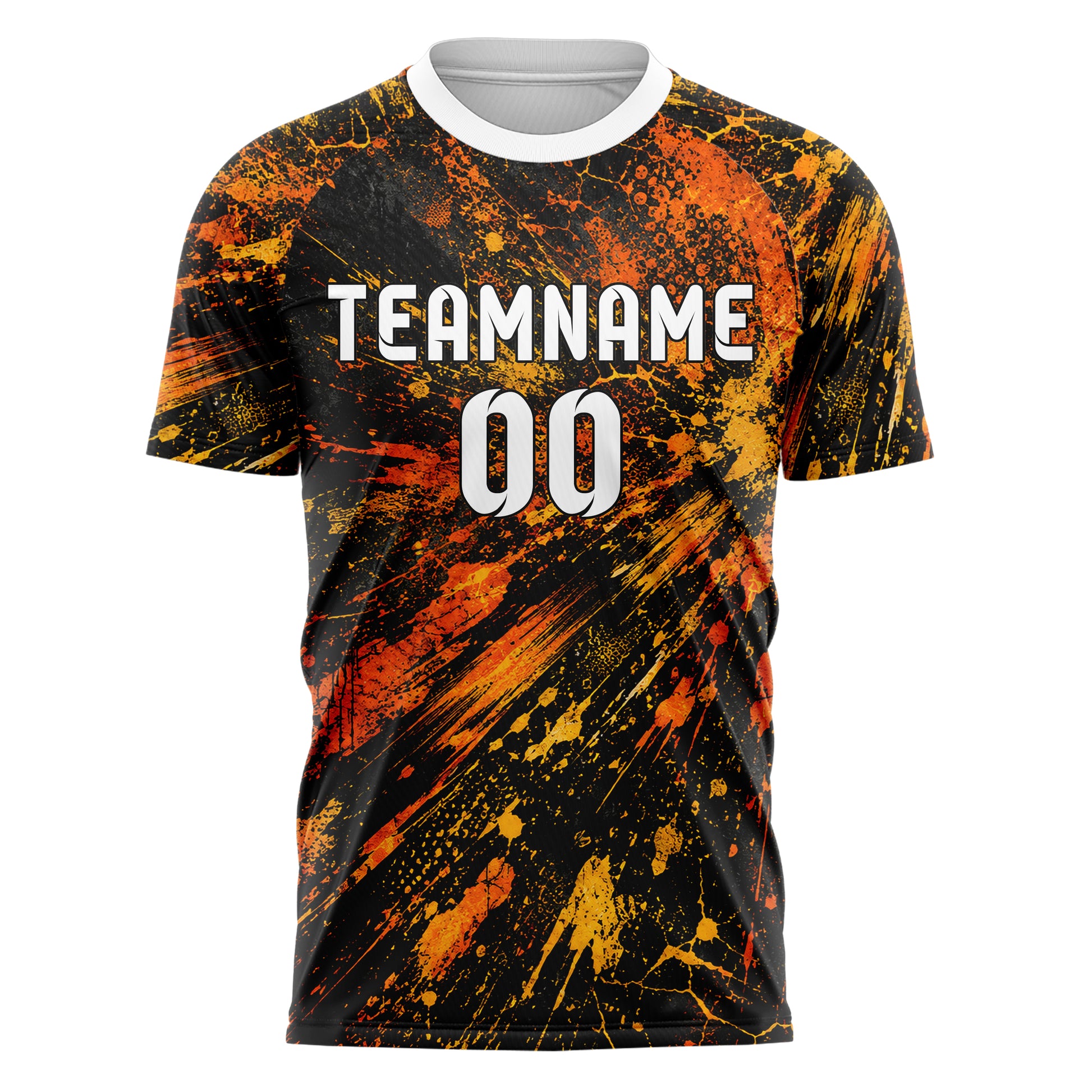 Schwarz dunkles Graffiti Center Burst Splatter Design 03-0311 individuelles Fußballtrikot front