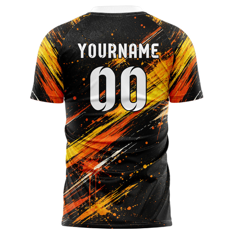 Schwarz dunkles Graffiti Cracked Texture Design 03-0290 individuelles Fußballtrikot back