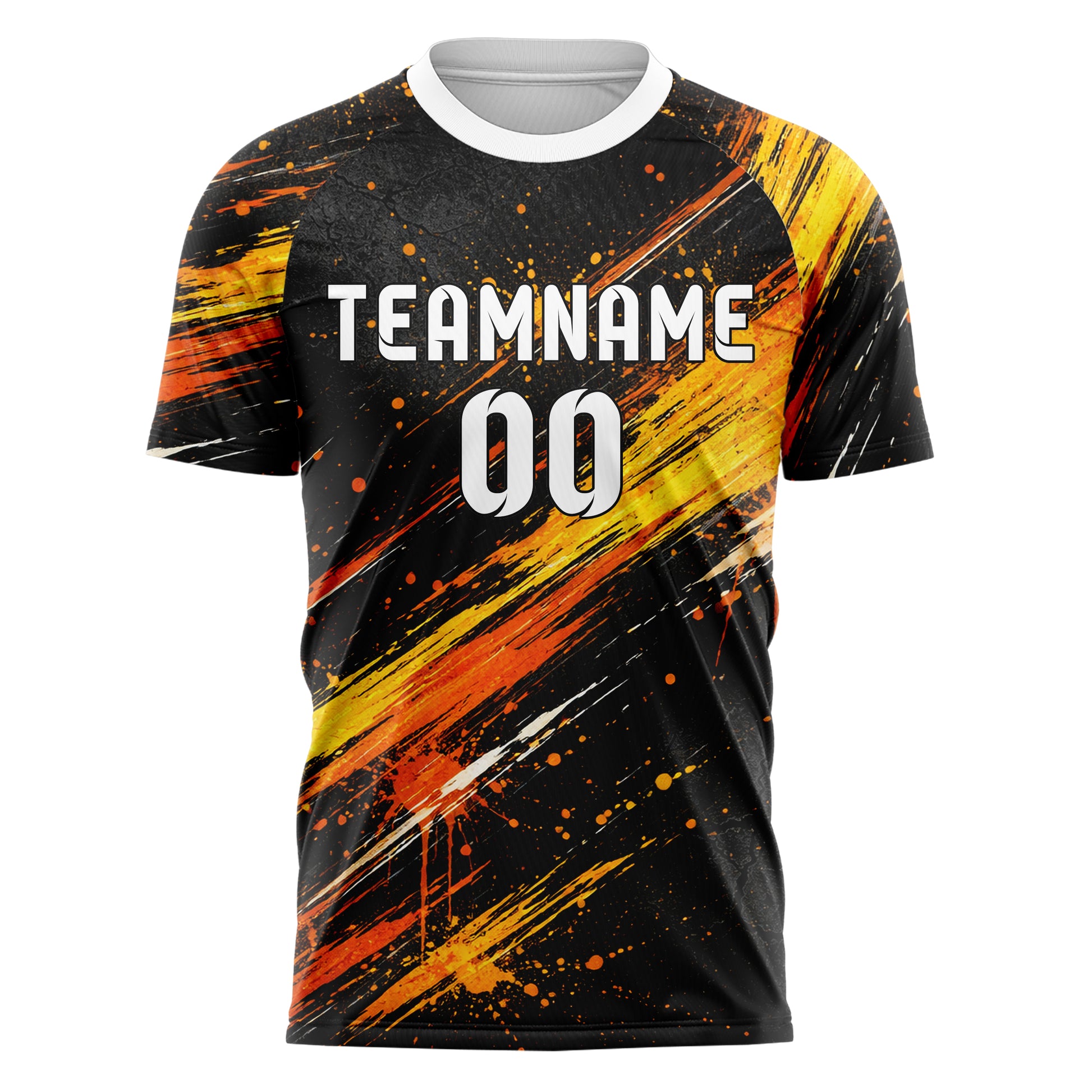 Schwarz dunkles Graffiti Cracked Texture Design 03-0290 individuelles Fußballtrikot front
