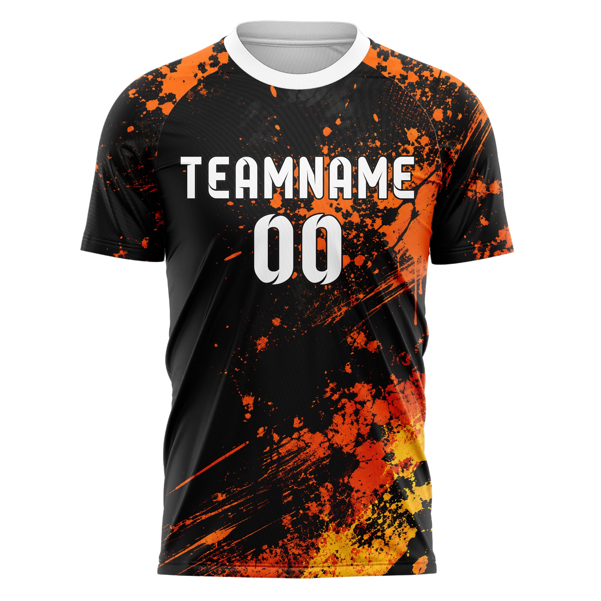 Schwarz dunkles Graffiti Spray Splatter Design 03-0248 individuelles Fußballtrikot front