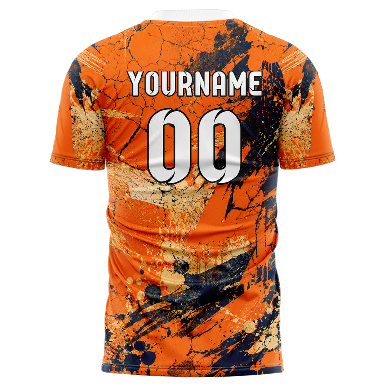 Bay Orange lebendiges Graffiti Cracked Texture Design 03-0210 individuelles Fußballtrikot back