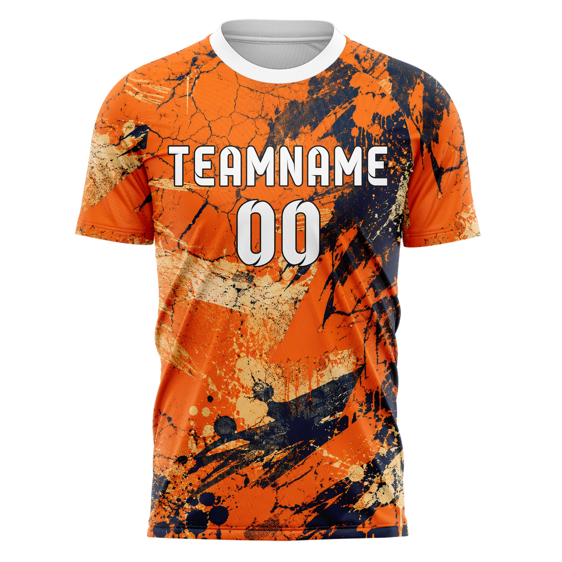 Bay Orange lebendiges Graffiti Cracked Texture Design 03-0210 individuelles Fußballtrikot front