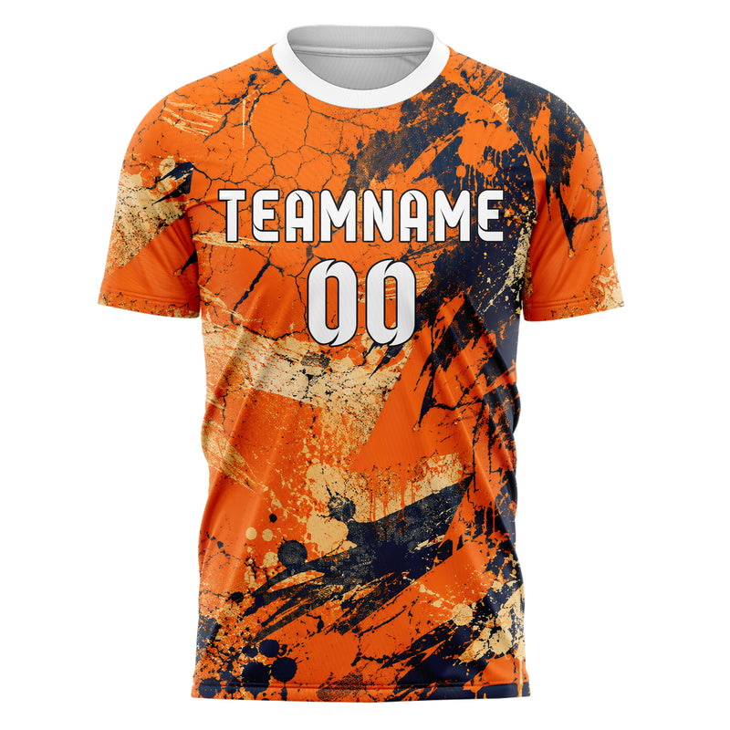 Bay Orange lebendiges Graffiti Cracked Texture Design 03-0210 individuelles Fußballtrikot front