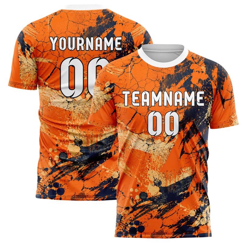 Bay Orange lebendiges Graffiti Cracked Texture Design 03-0210 individuelles Fußballtrikot main