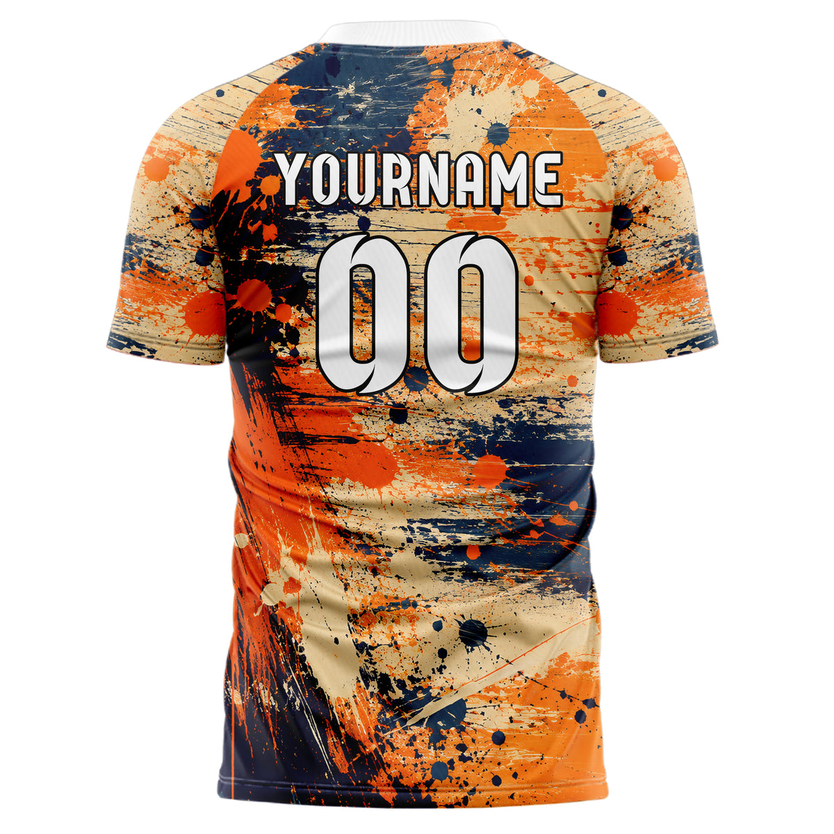 Bay Orange lebendiges Graffiti Grunge Smear Design 03-0177 individuelles Fußballtrikot back