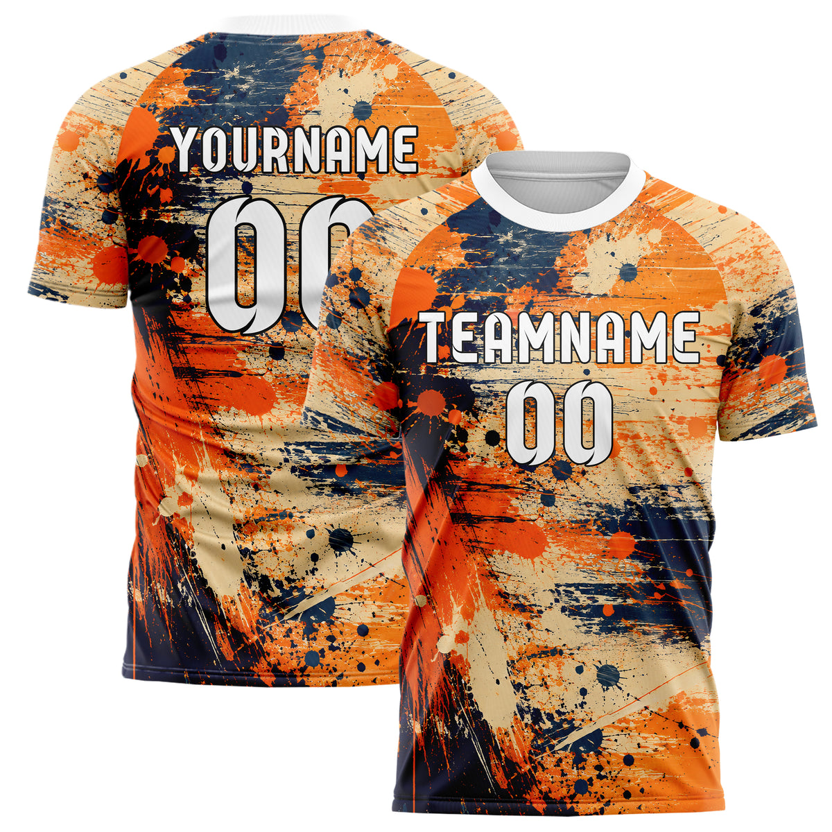 Bay Orange lebendiges Graffiti Grunge Smear Design 03-0177 individuelles Fußballtrikot main
