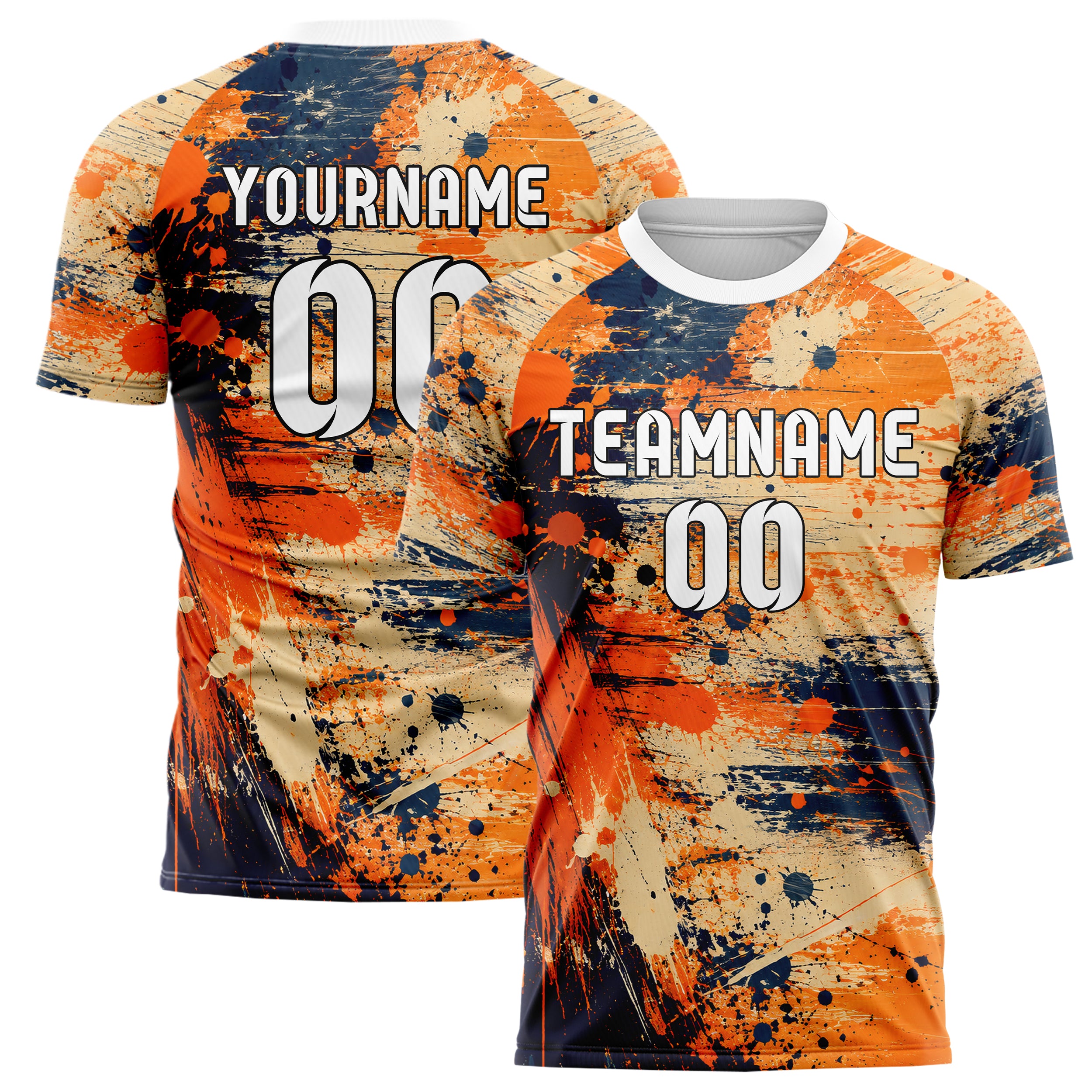 Bay Orange lebendiges Graffiti Grunge Smear Design 03-0177 individuelles Fußballtrikot main