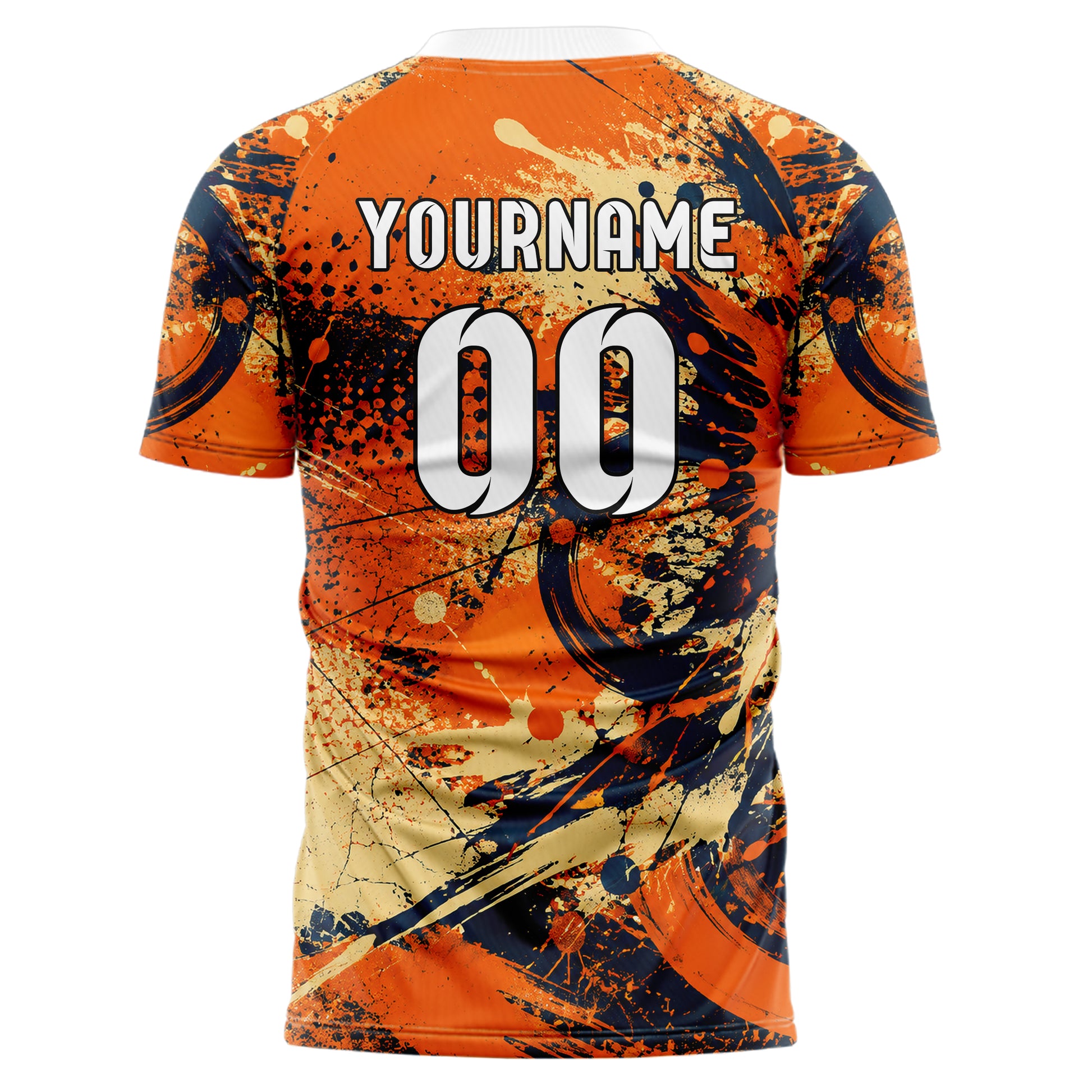 Bay Orange lebendiges Graffiti Ink Splash Design 03-0045 individuelles Fußballtrikot back