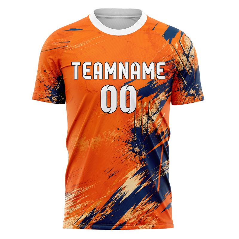 Bay Orange lebendiges Graffiti Scratch Marks Design 03-0270 individuelles Fußballtrikot front