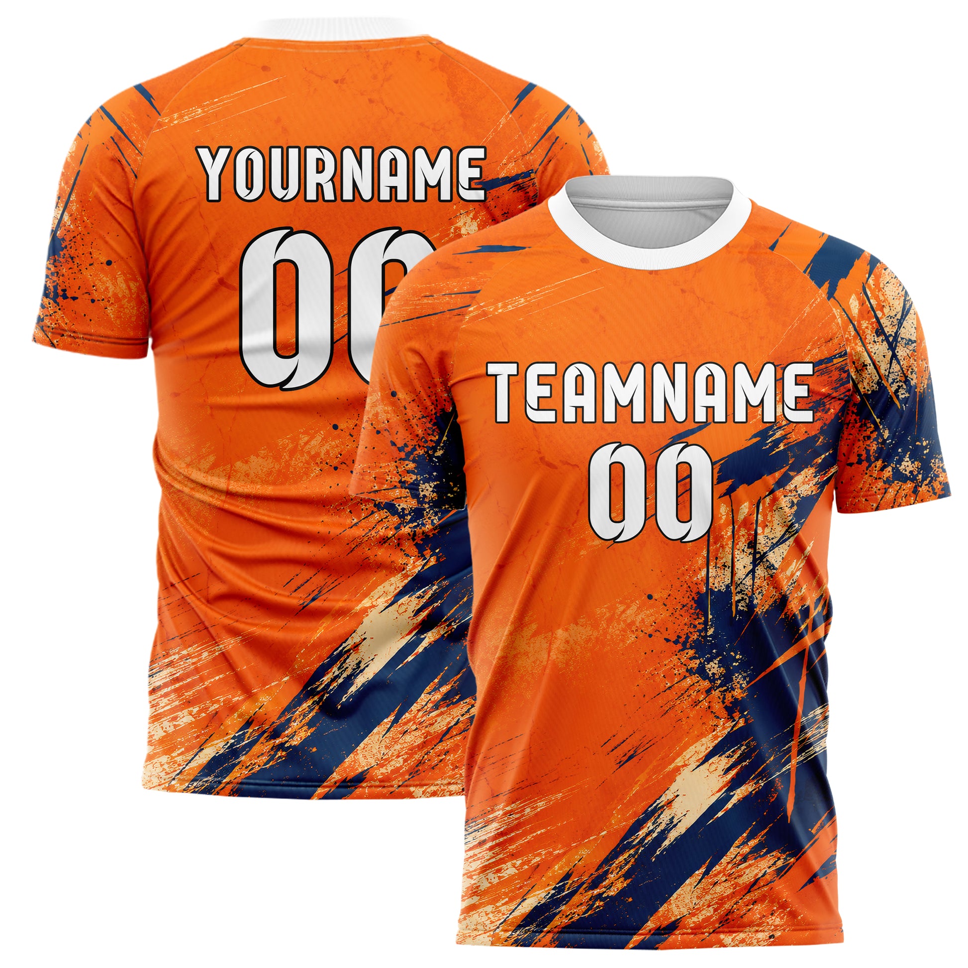 Bay Orange lebendiges Graffiti Scratch Marks Design 03-0270 individuelles Fußballtrikot main