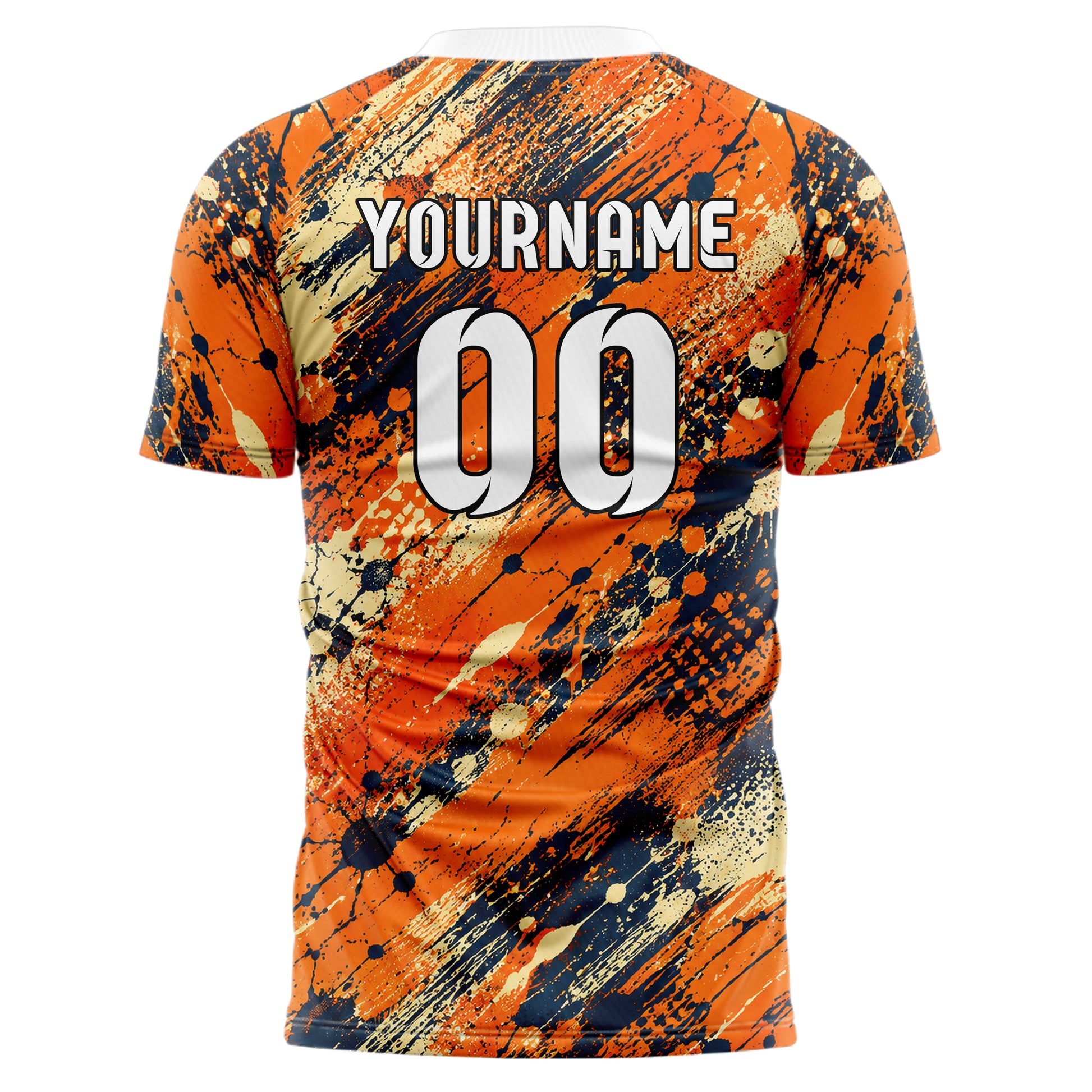 Bay Orange lebendiges Graffiti Spray Splatter Design 03-0384 individuelles Fußballtrikot back