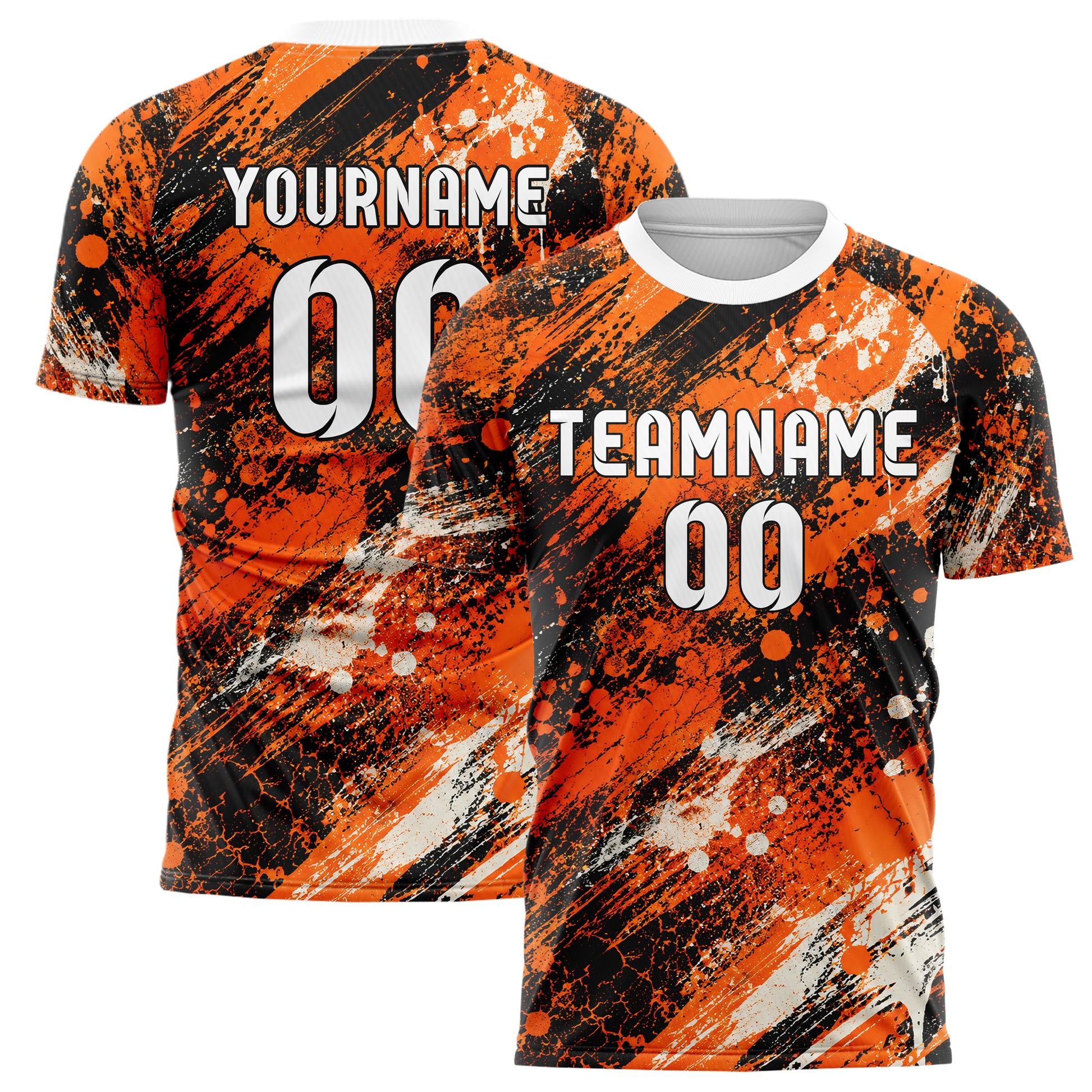 Orange lebendiges Graffiti diagonal Paint Flow Design 03-0307 individuelles Fußballtrikot main