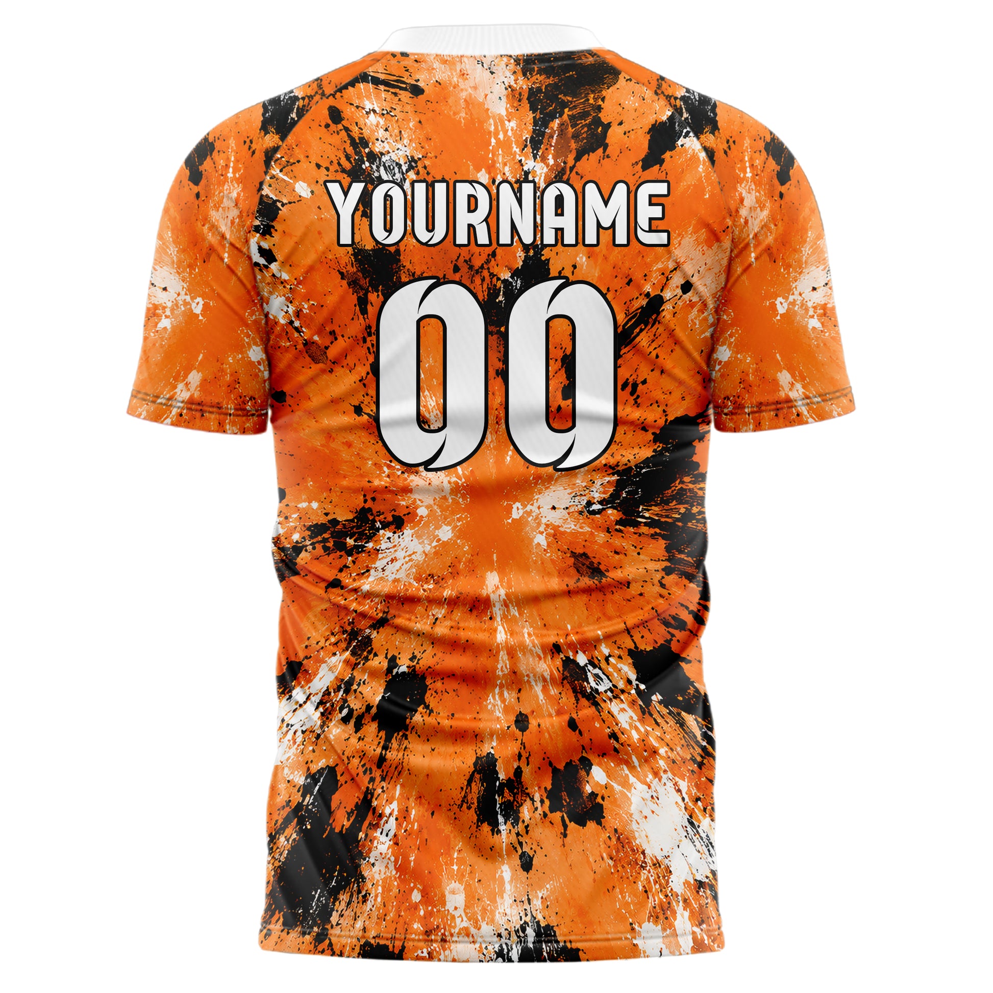 Orange lebendiges Graffiti Grunge Smear Design 03-0361 individuelles Fußballtrikot back