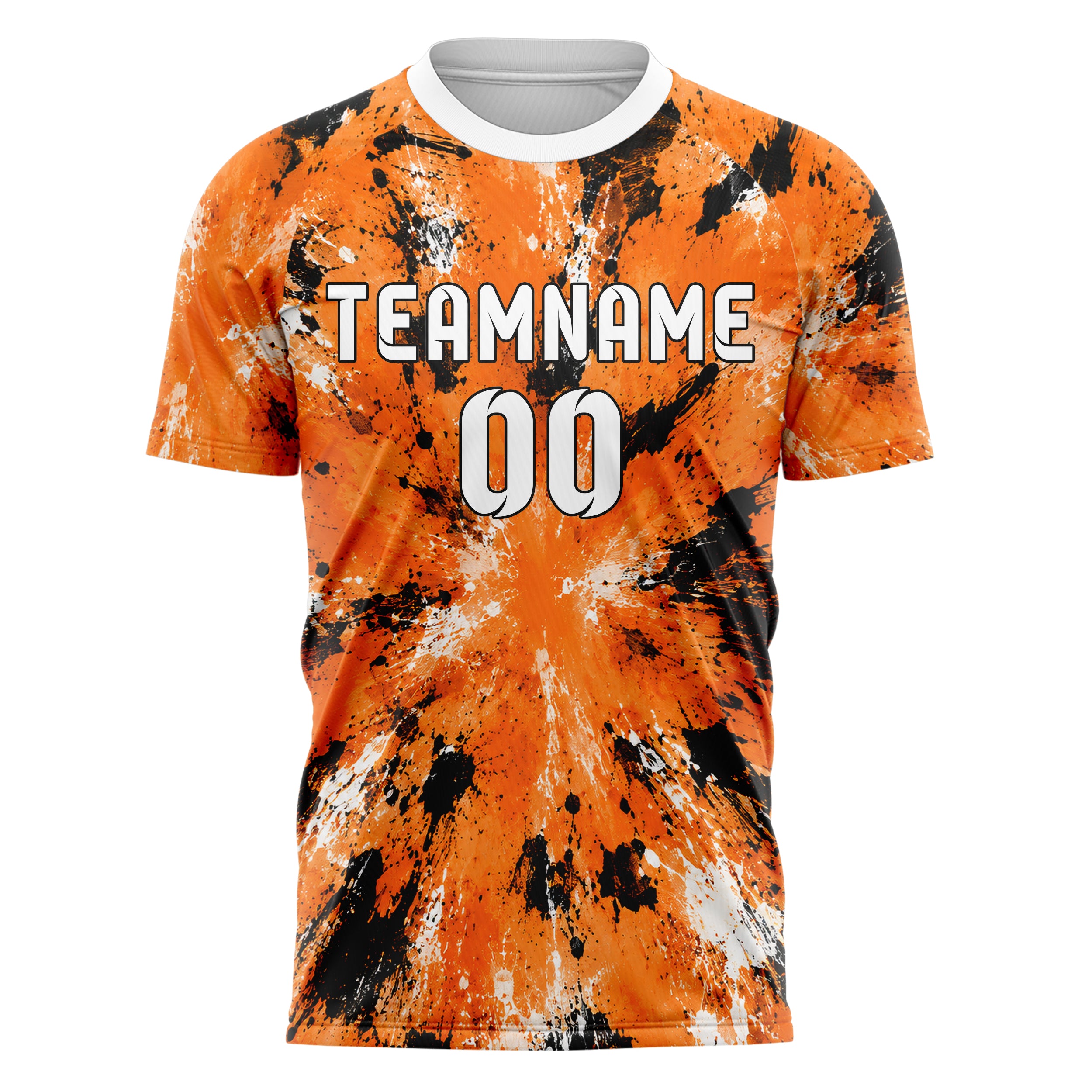 Orange lebendiges Graffiti Grunge Smear Design 03-0361 individuelles Fußballtrikot front
