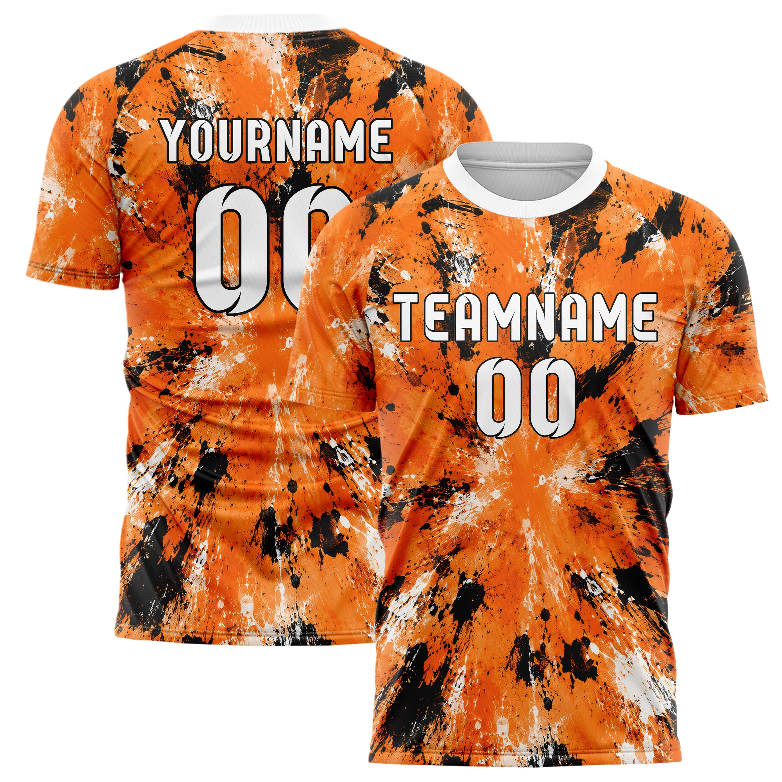 Orange lebendiges Graffiti Grunge Smear Design 03-0361 individuelles Fußballtrikot main