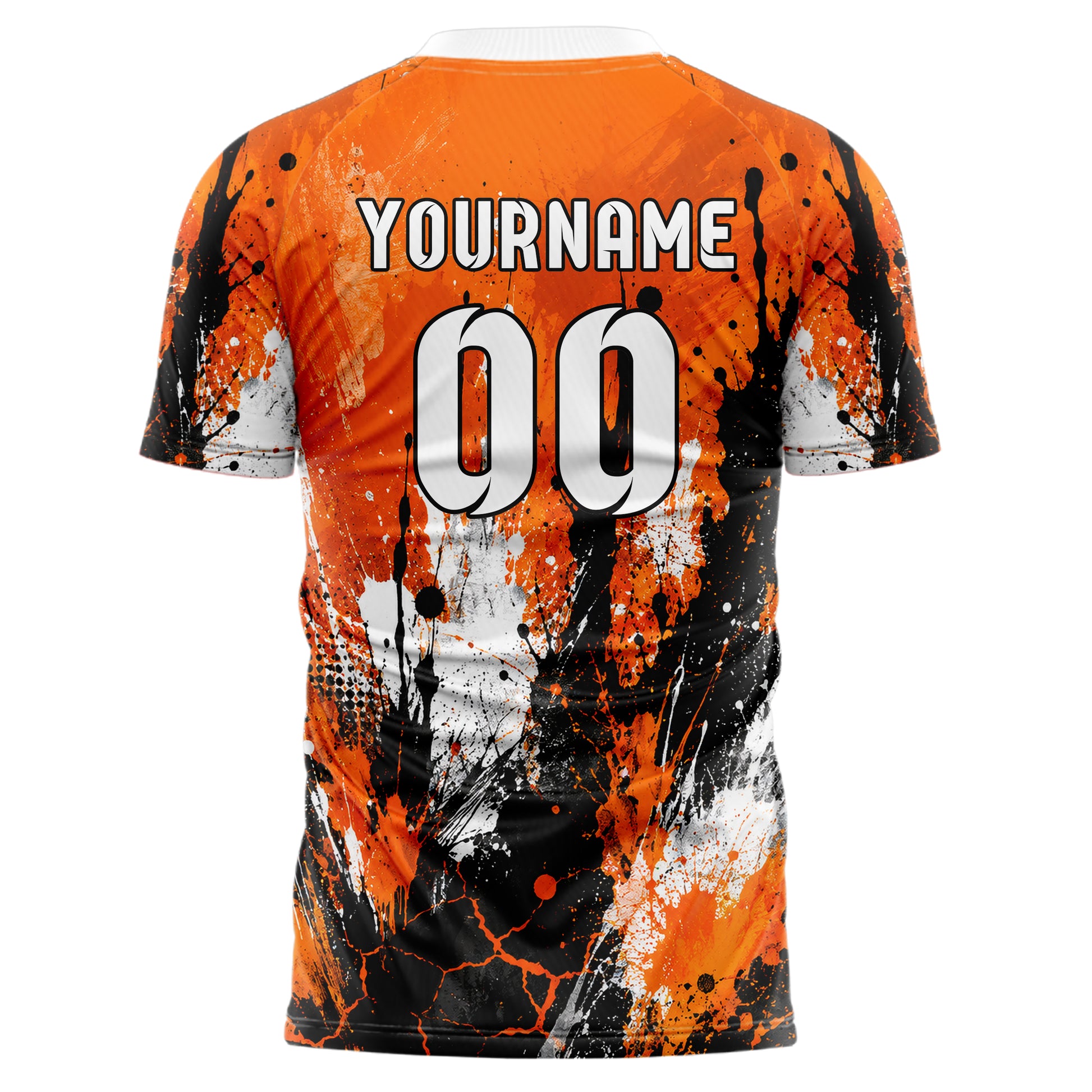 Orange lebendiges Graffiti Ink Splash Design 03-0037 individuelles Fußballtrikot back