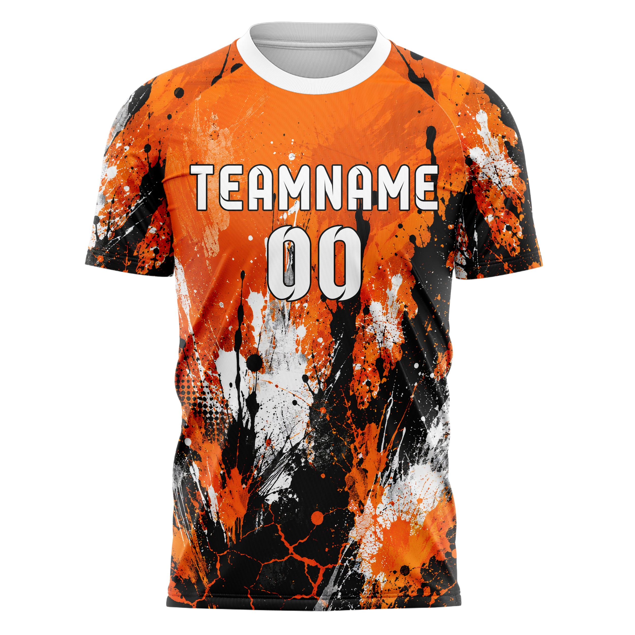 Orange lebendiges Graffiti Ink Splash Design 03-0037 individuelles Fußballtrikot front