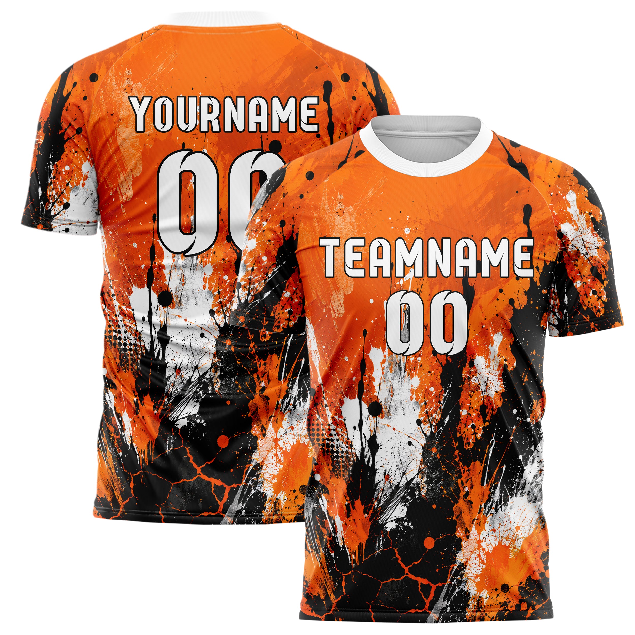 Orange lebendiges Graffiti Ink Splash Design 03-0037 individuelles Fußballtrikot main