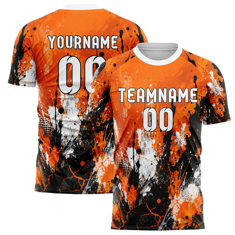 Orange lebendiges Graffiti Ink Splash Design 03-0037 individuelles Fußballtrikot main