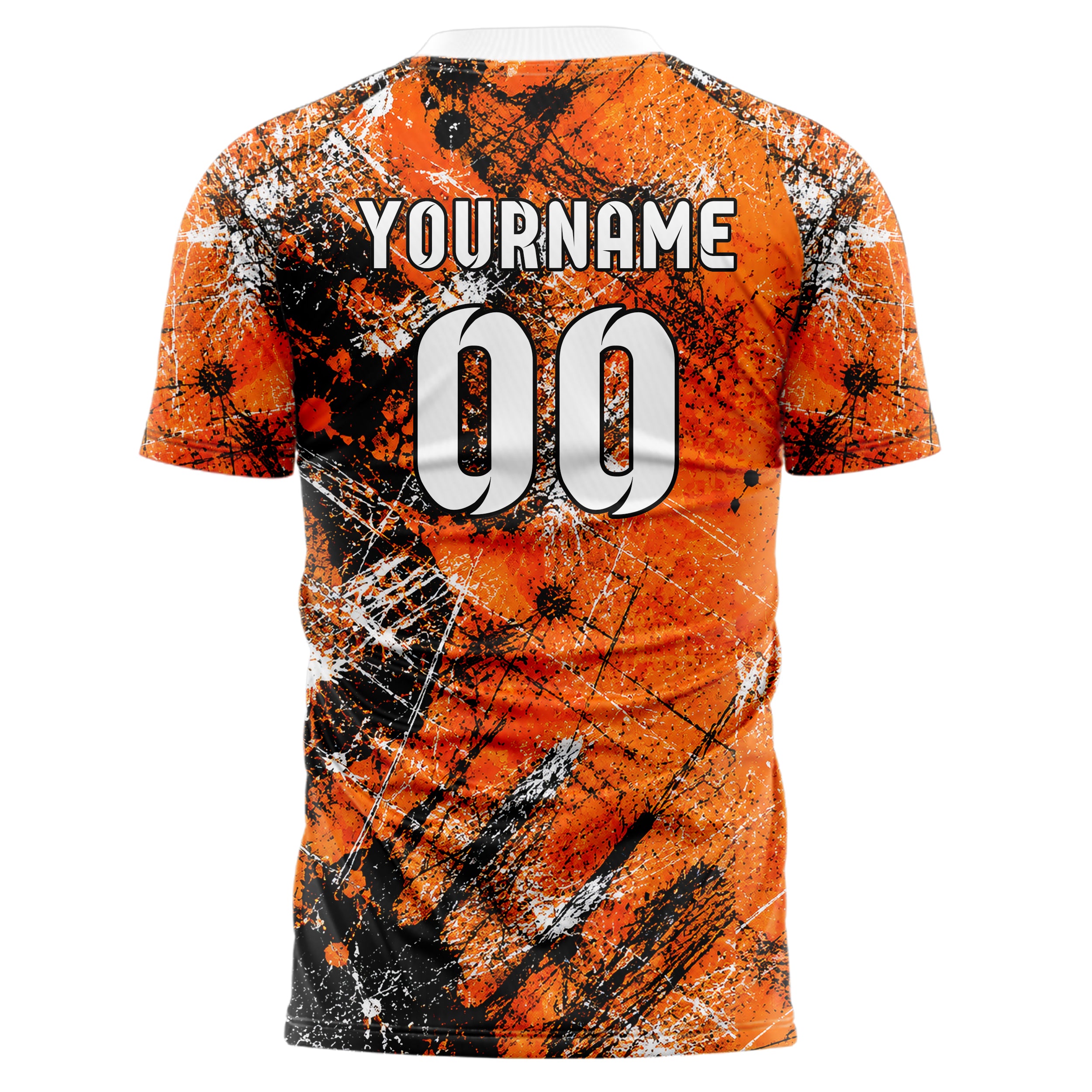 Orange lebendiges Graffiti Scratch Marks Design 03-0022 individuelles Fußballtrikot back