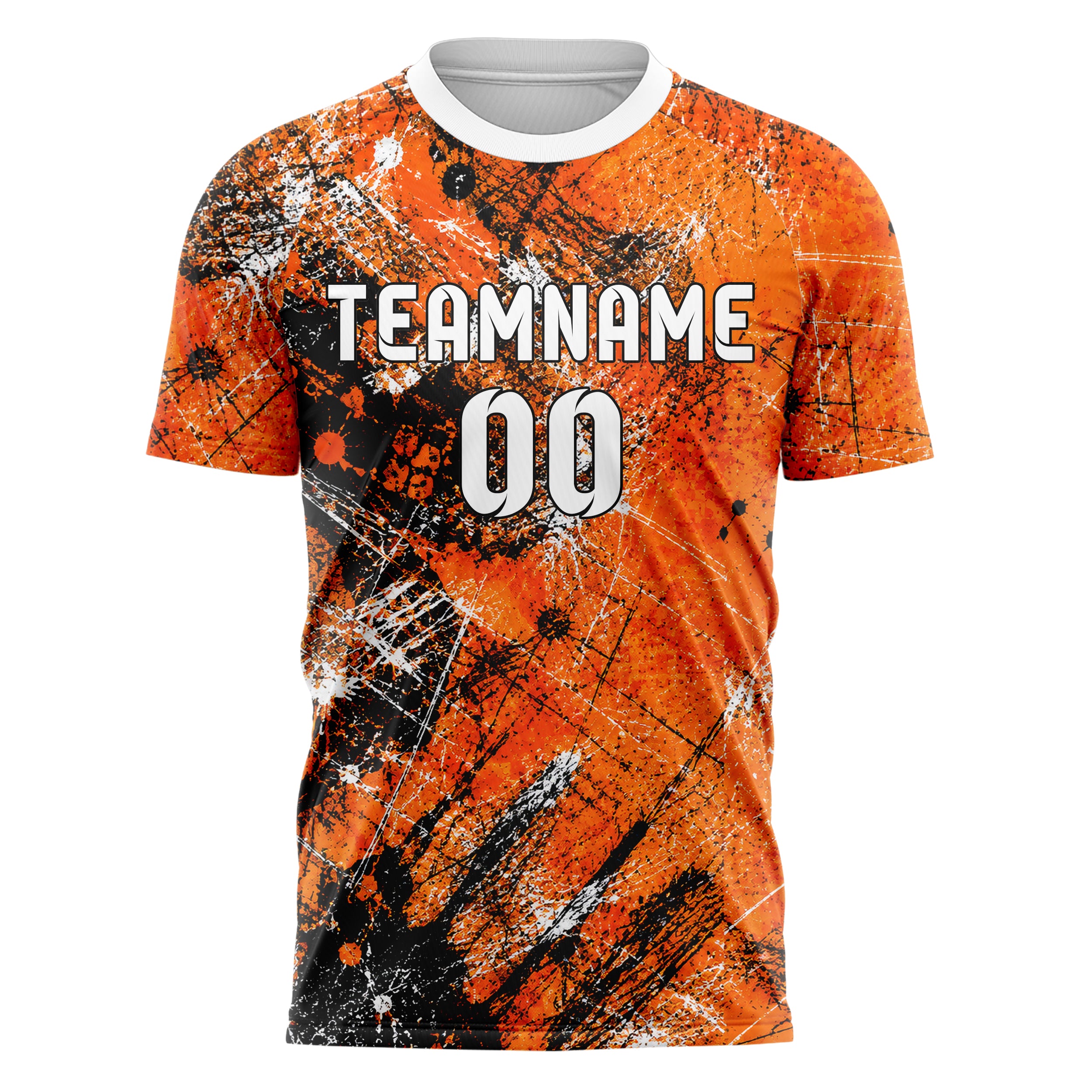 Orange lebendiges Graffiti Scratch Marks Design 03-0022 individuelles Fußballtrikot front