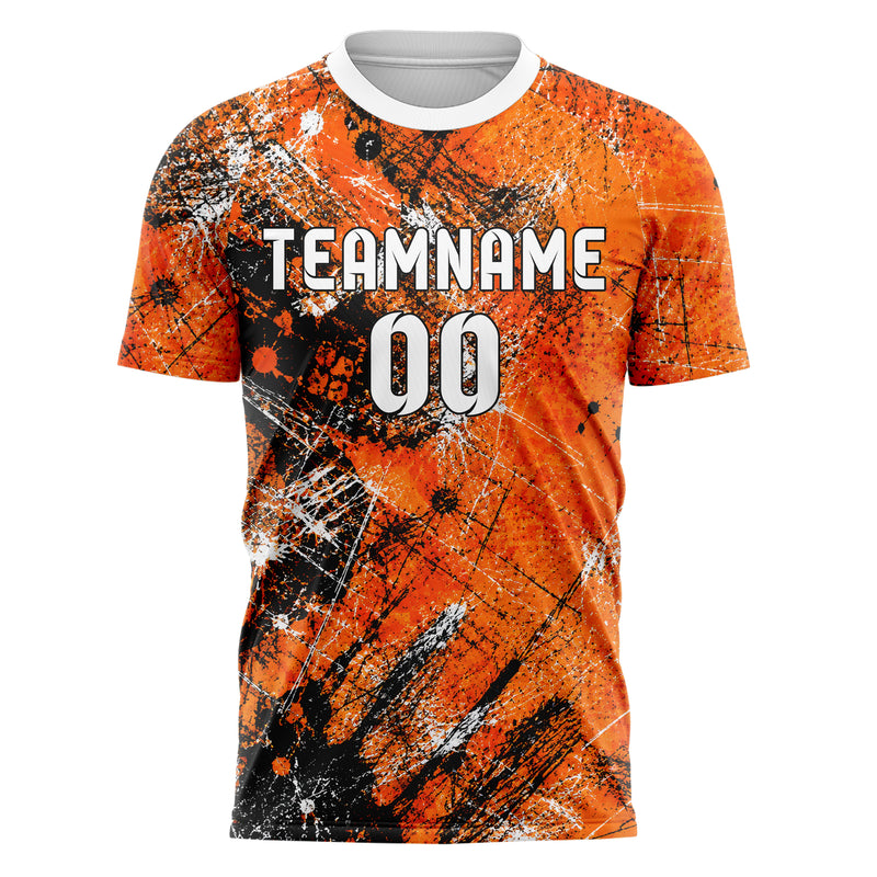 Orange lebendiges Graffiti Scratch Marks Design 03-0022 individuelles Fußballtrikot front