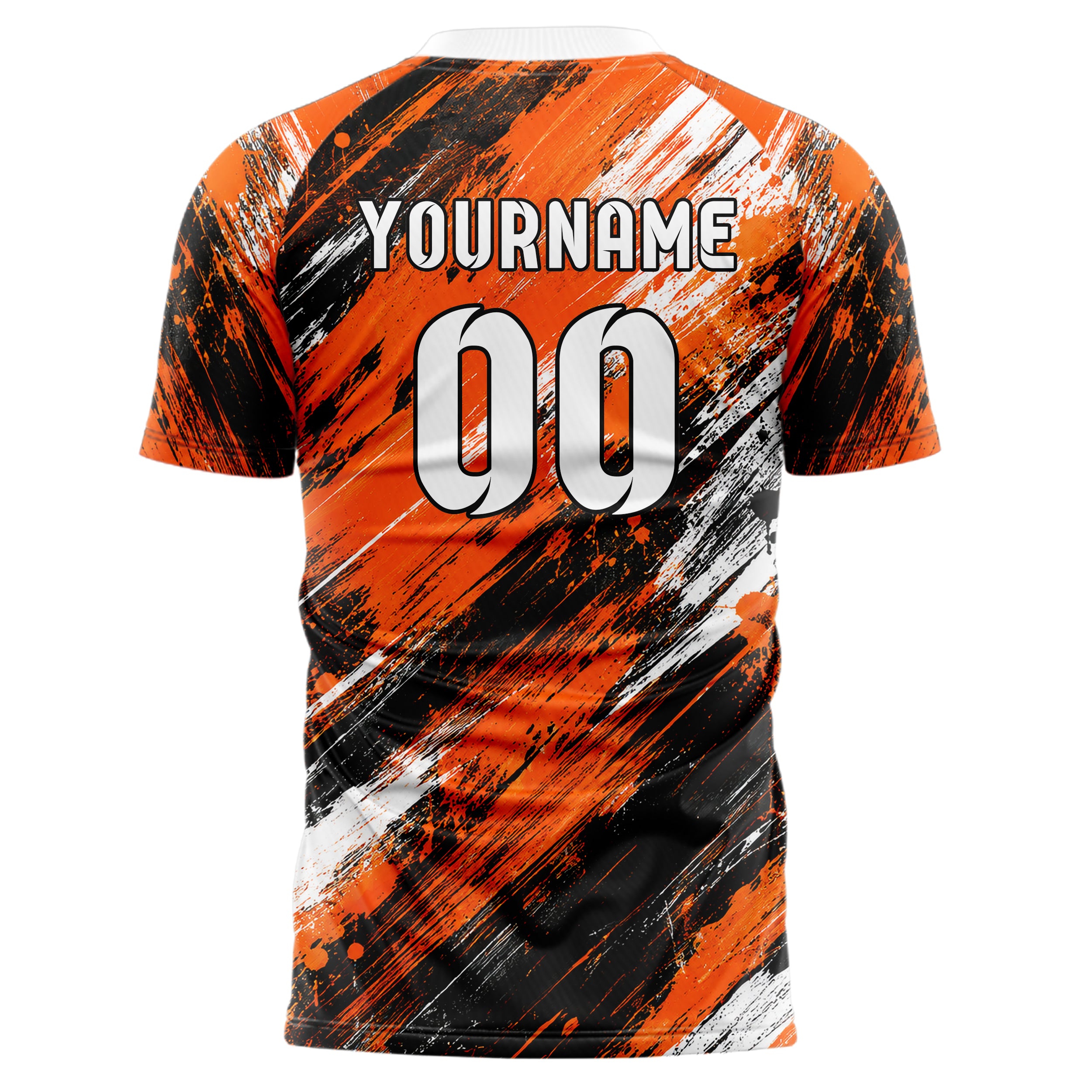 Orange lebendiges Graffiti Scratch Marks Design 03-0286 individuelles Fußballtrikot back