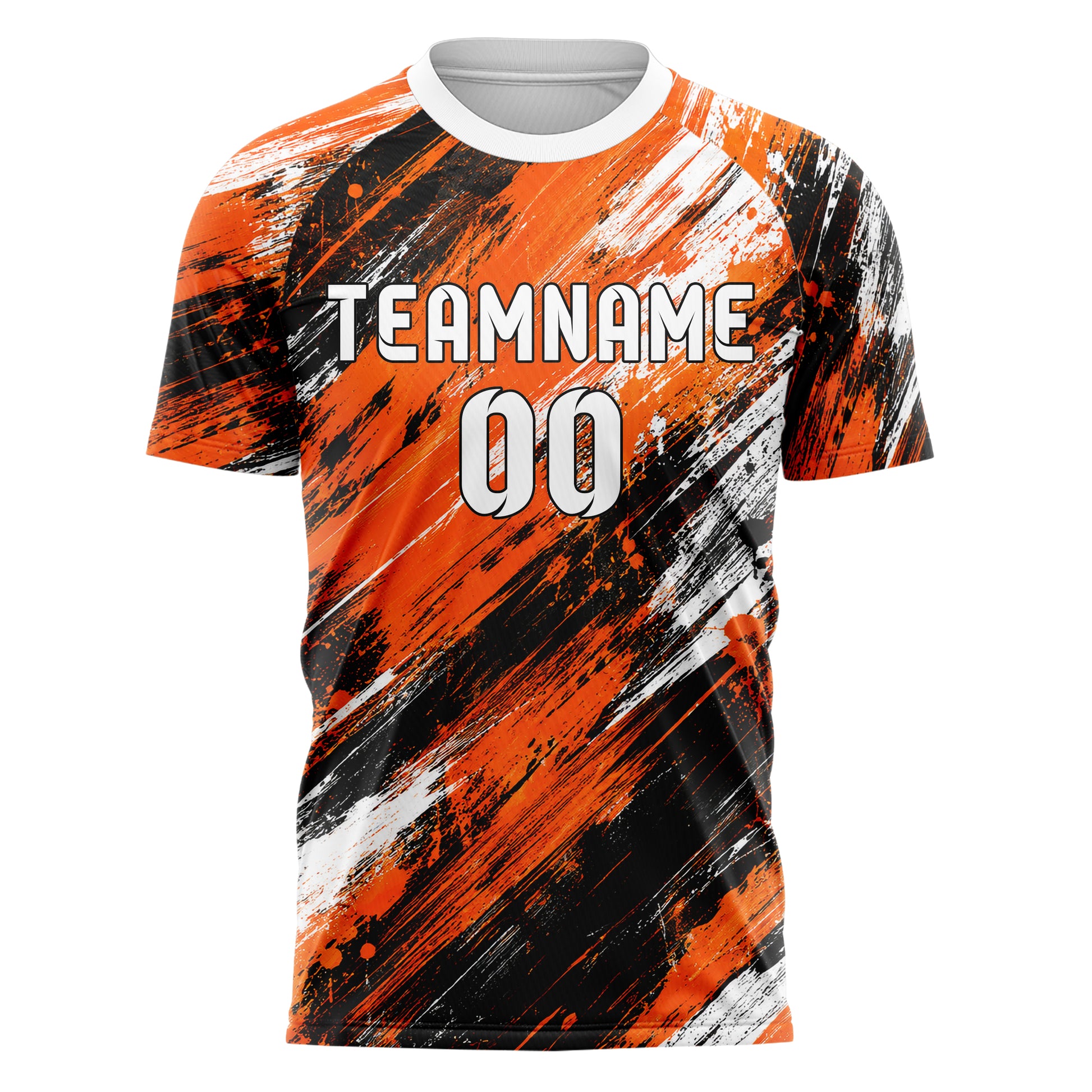 Orange lebendiges Graffiti Scratch Marks Design 03-0286 individuelles Fußballtrikot front