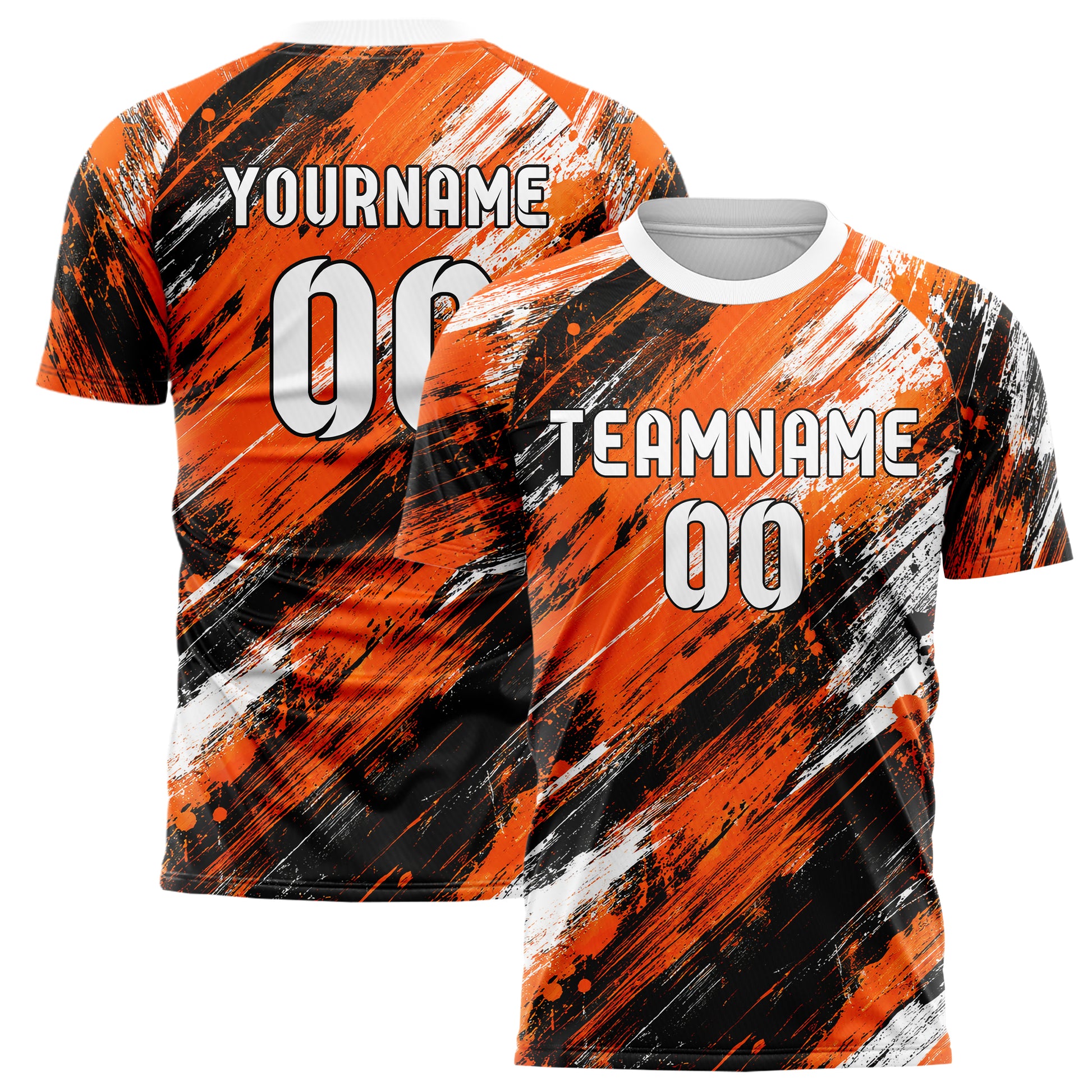 Orange lebendiges Graffiti Scratch Marks Design 03-0286 individuelles Fußballtrikot main