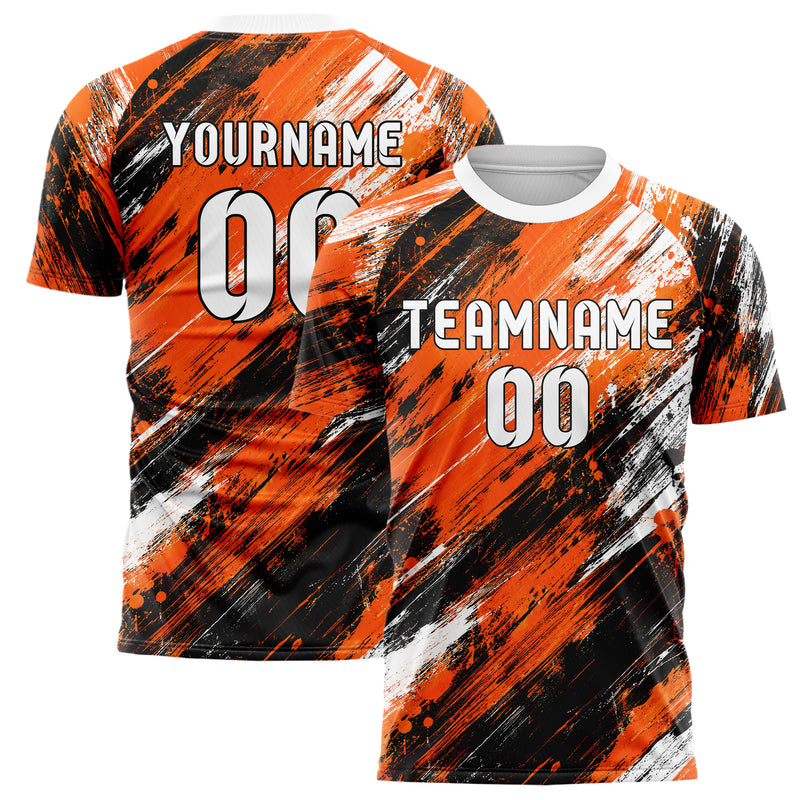 Orange lebendiges Graffiti Scratch Marks Design 03-0286 individuelles Fußballtrikot main