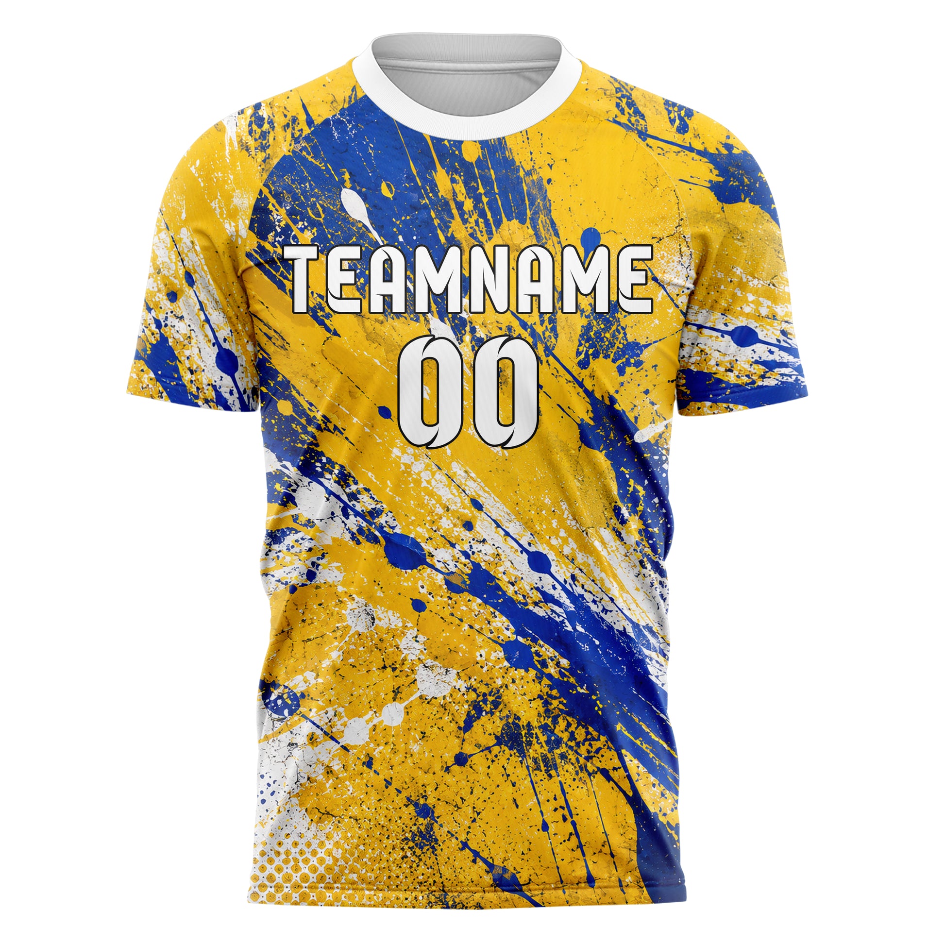 Gold klassisches Graffiti Center Burst Splatter Design 03-0351 individuelles Fußballtrikot front